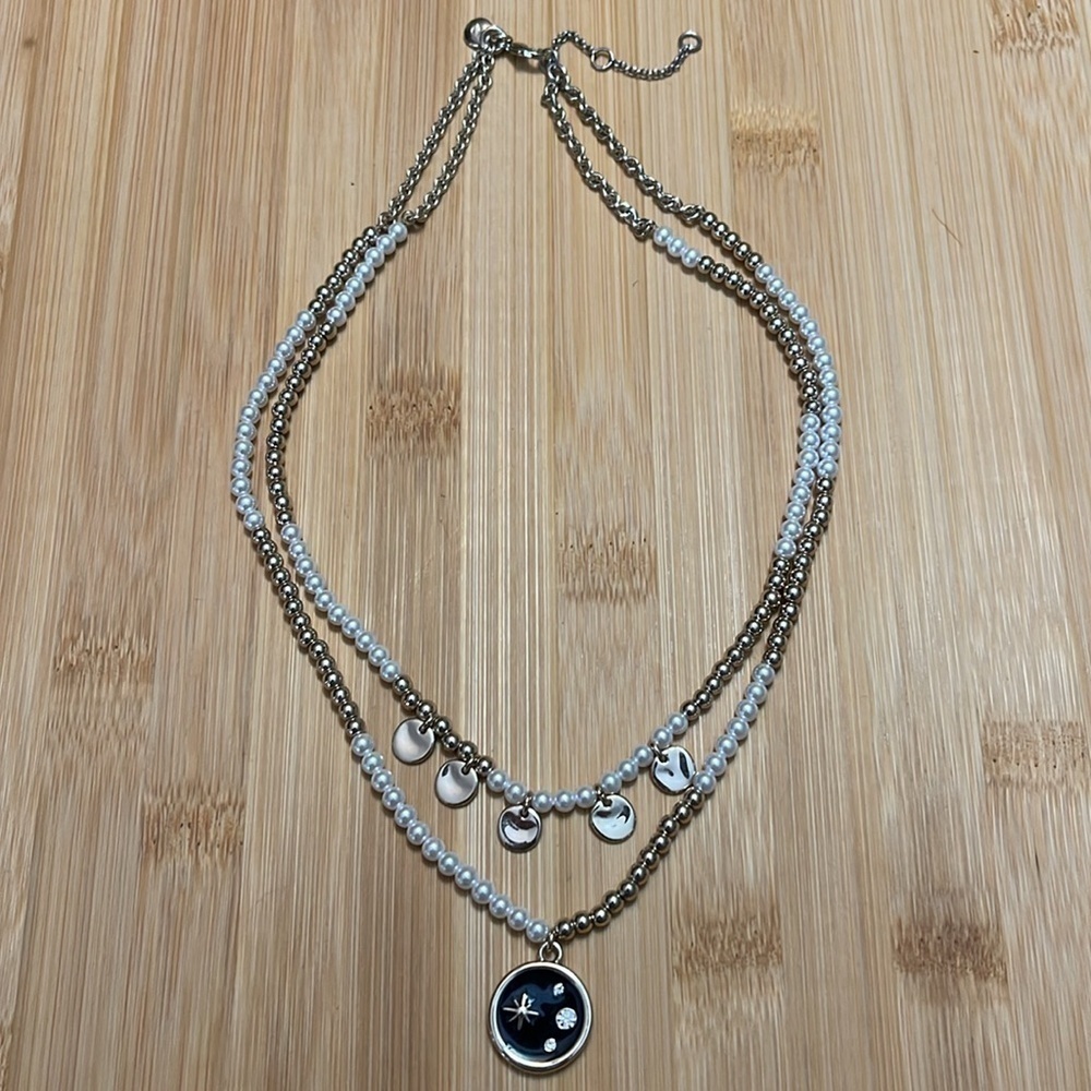 J. Crew Factory Pearl & Gold Resin Necklace
